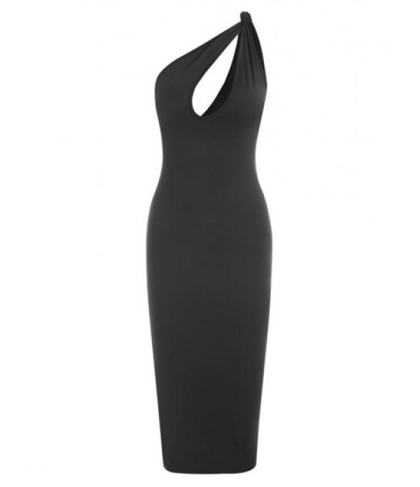 One Shoulder Knotted Cut Out Bodycon Dre...