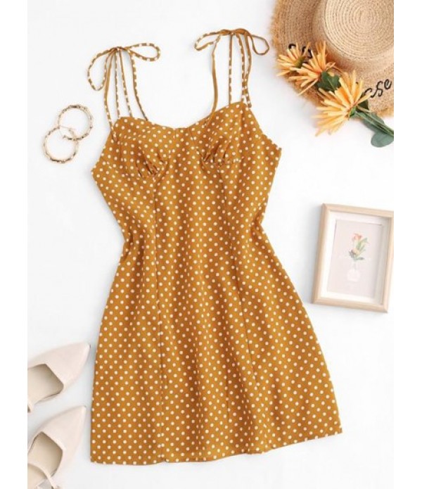 Polka Dot Tie Strap Slip Cami Dress