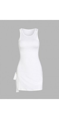 Tie Side Slit Slinky Mini Tank Dress