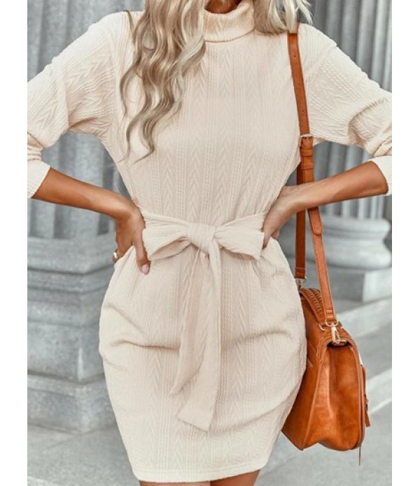 Cable Knit Textured Belted Long Sleeve S...