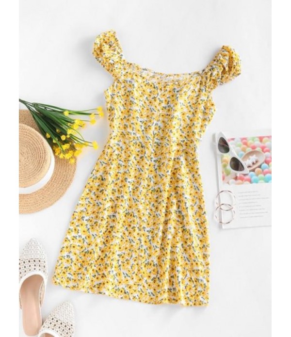 Ditsy Print Sleeveless Mini Dress