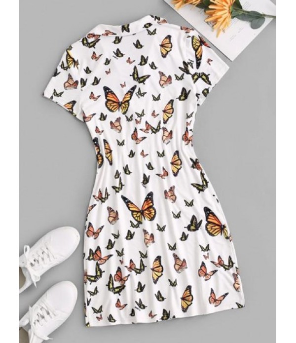 Low Cut Butterfly Mini Tee Dress