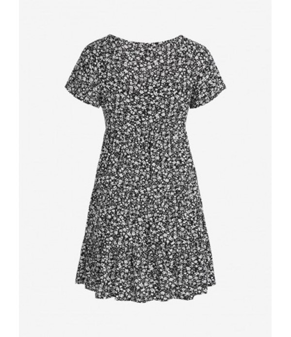 Ditsy Floral A Line Plunging Mini Dress