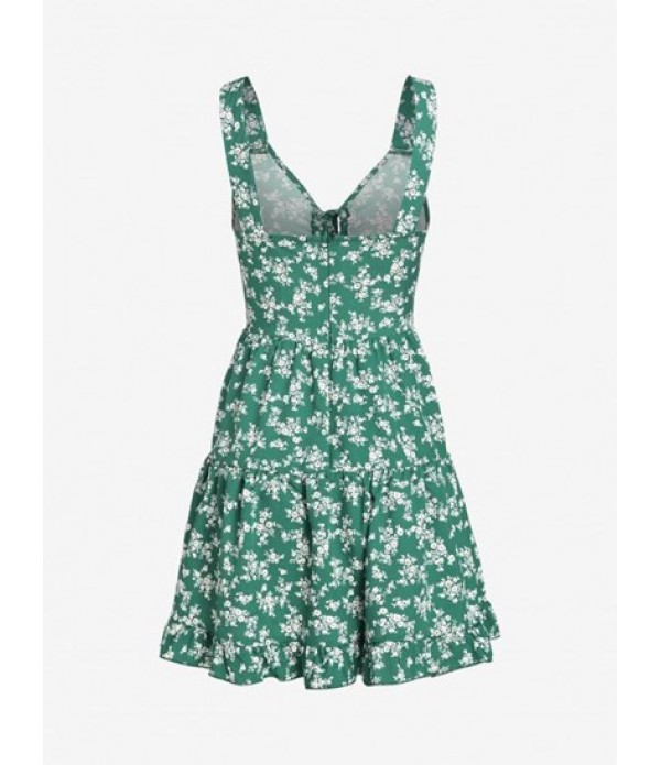 Tiny Flower Printed Flounce Tiered Dress