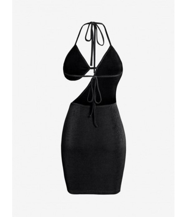 Bra Cutout Jersey Backless Halter Slinky Dress