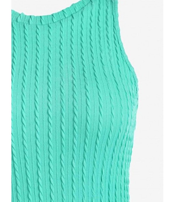 Cable Knit Sleeveless Slinky Midi Dress