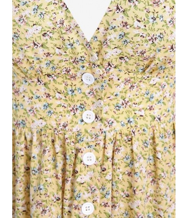 Ditsy Floral Plunge A Line Dress