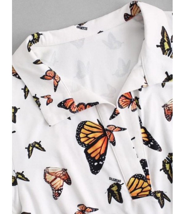 Low Cut Butterfly Mini Tee Dress