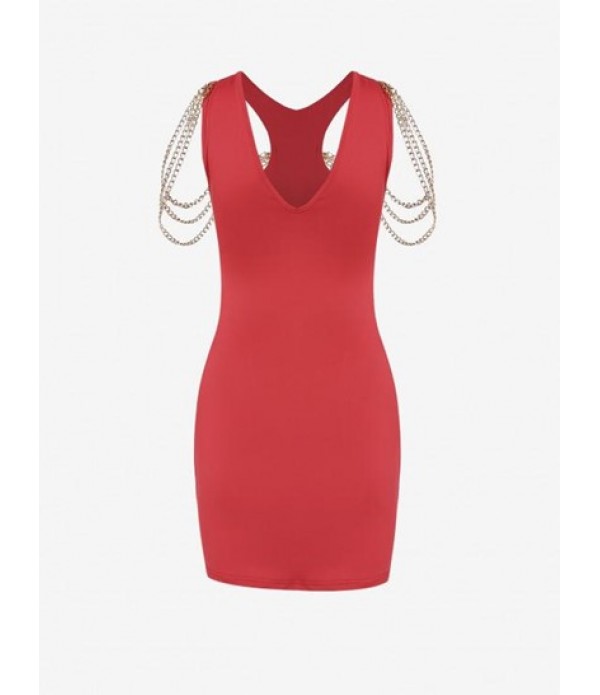 Cut Out Layered Chain Bodycon Dress