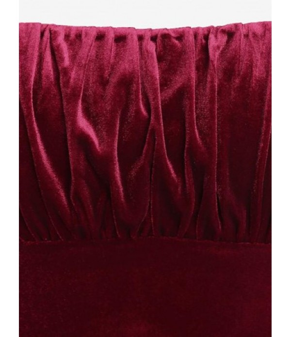 Ruched Bust Velvet Mini Tube Dress