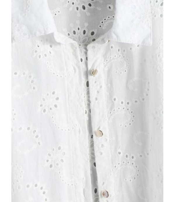 Eyelet Drop Shoulder Shirt Dress