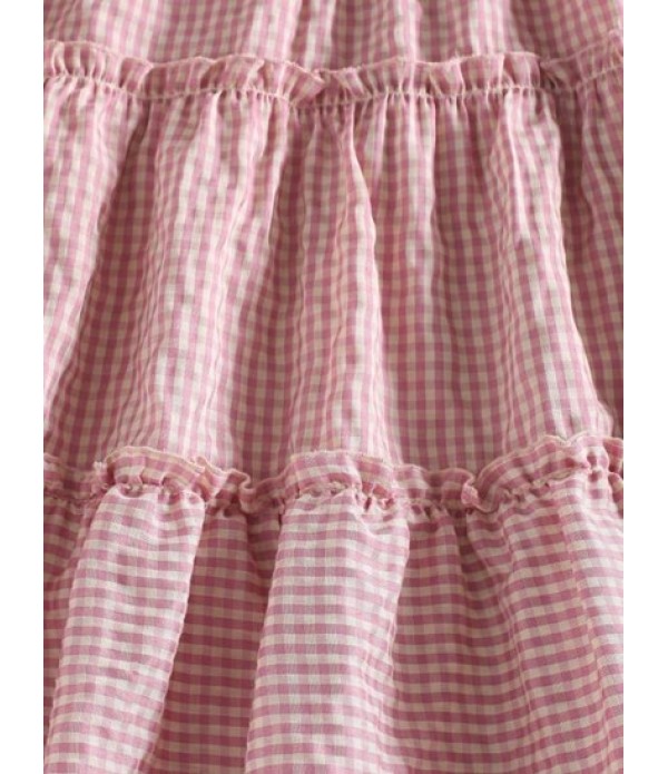 Gingham Tie Shoulder Tiered Sundress