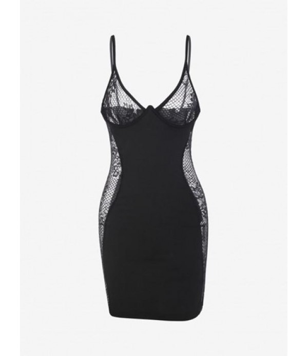 Underwired Mesh Sheer Spaghetti Strap Dress