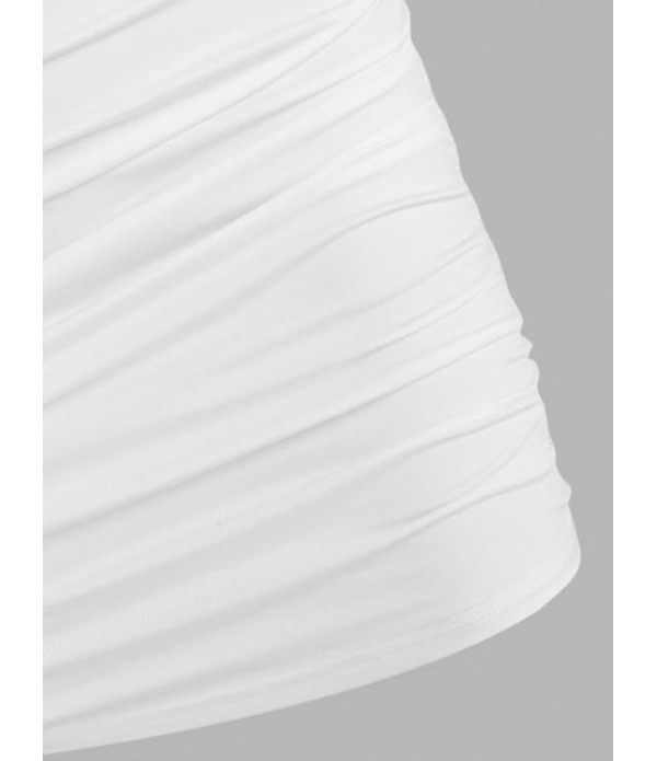 Choker Draped Ruched Backless Dress