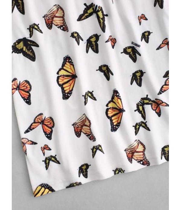 Low Cut Butterfly Mini Tee Dress