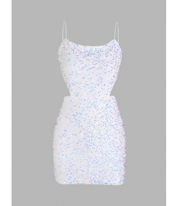 Sequined Backless Cami Bodycon Dress