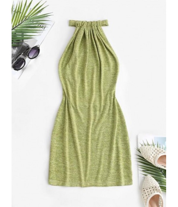 Halter Knit Backless Slinky Dress